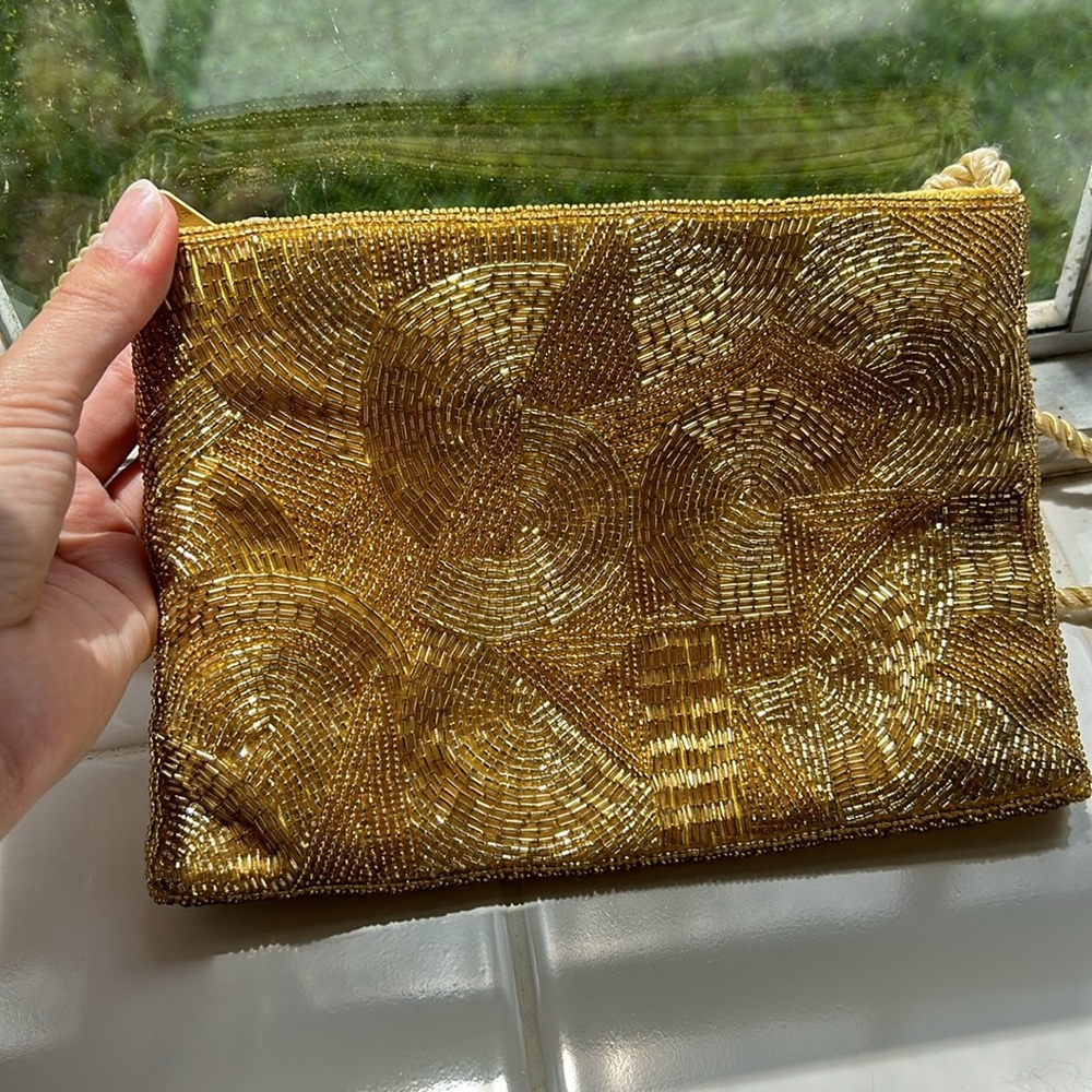 Carl Marchi Gold Beaded Crossbody Bag EUC - Picture 6 of 13